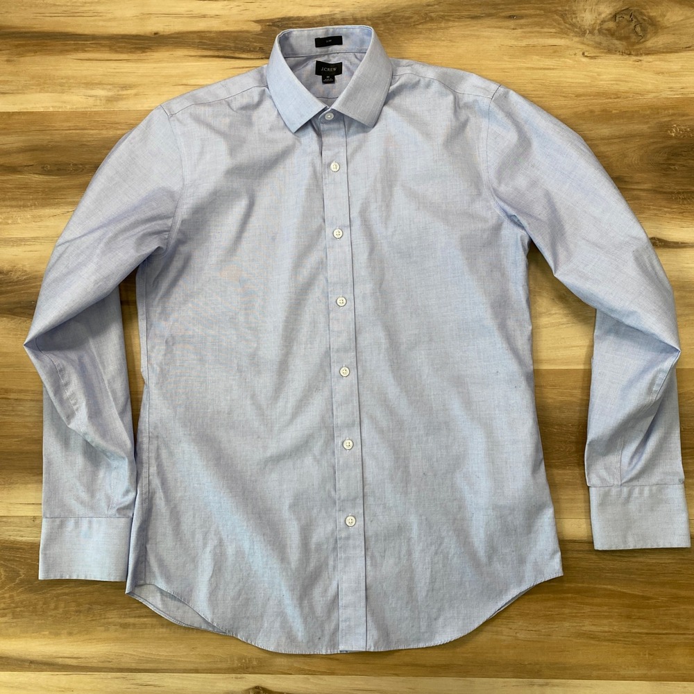 J.Crew Dress Shirt M Slim Fit Button Down Stretch Cotton Blue Micro Pattern